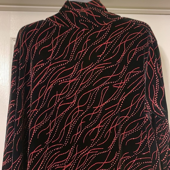 Notations Cocktail Jacket Black Velvet with Red Glitter Pattern Size XL - Picture 3 of 6